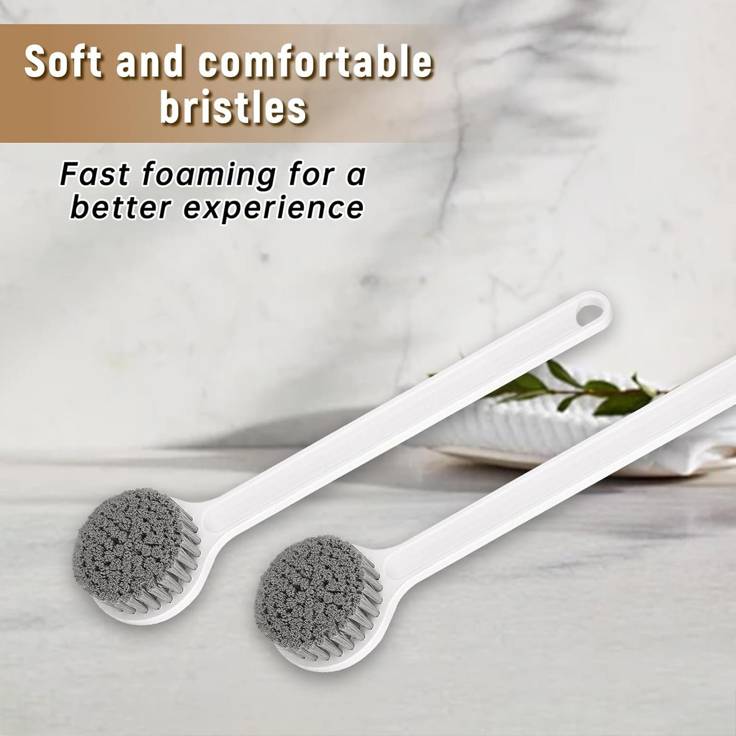 Shower Brush with Soft Nylon Bristles, Long Handle Shower Bath Brush, Back Scrubber for Shower, Body Exfoliator for Wet or Dry Brushing