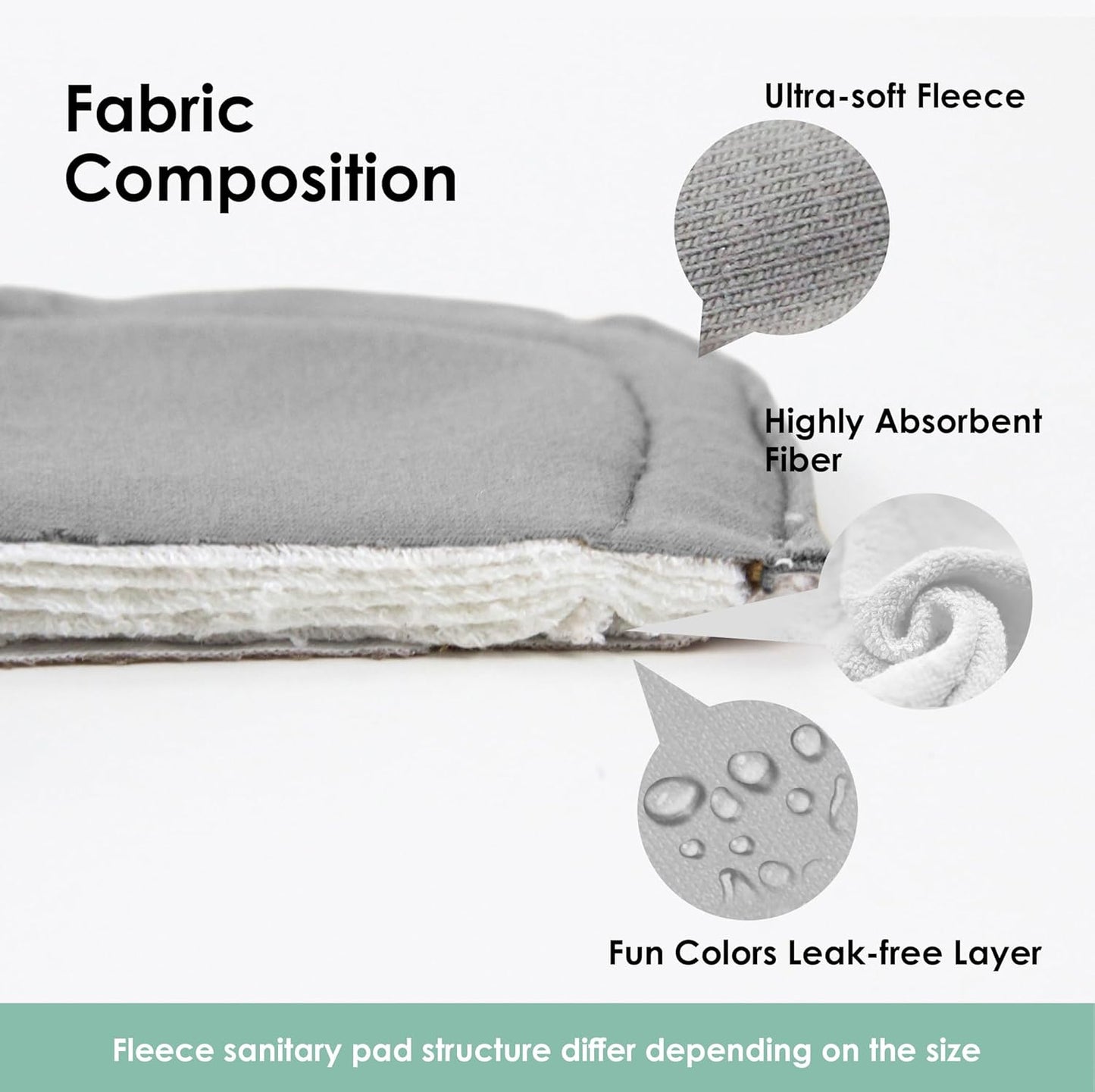 wegreeco 6 Pcs Reusable Menstrual Pads, Ultra Absorbent Cloth Pads for Heavy Flow, Sanitary for Teens, Women, Nonslip Panty Liners + Bag (Mustard Yellow, Grey, Beige, Rose Gold Outer, Mixed Sizes)