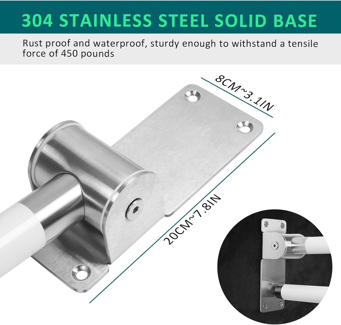 INNOLIFE Handicap Grab Bars Rails, 29.5 Inch Foldable Toilet Grab Bar Flip Up Safety Rails Anti-Slip Grip Shower Assist Aid Safety for Elderly Pregnant Women Disabled Bar, White