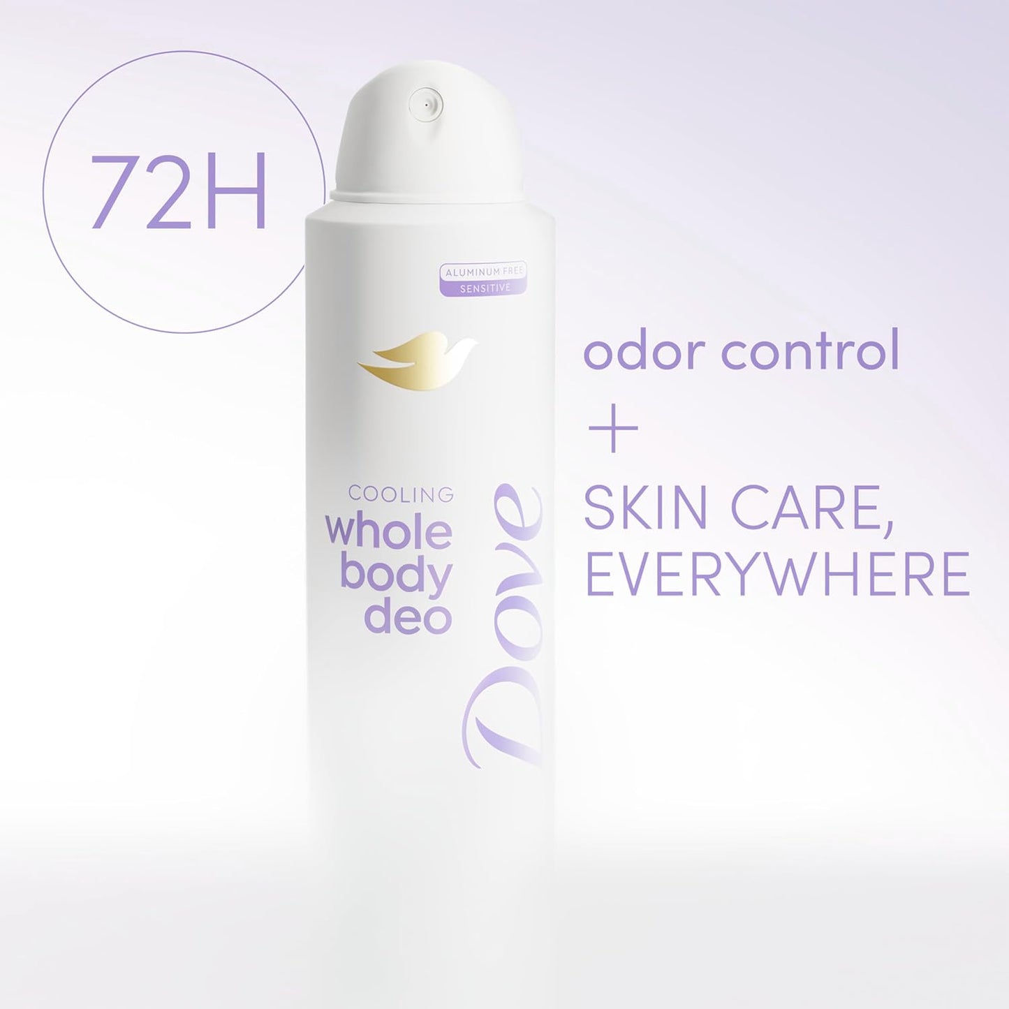 Dove Whole Body Deo Aluminum Free Invisible Spray Deodorant Coconut & Vanilla for 72h Odor Control 4 oz