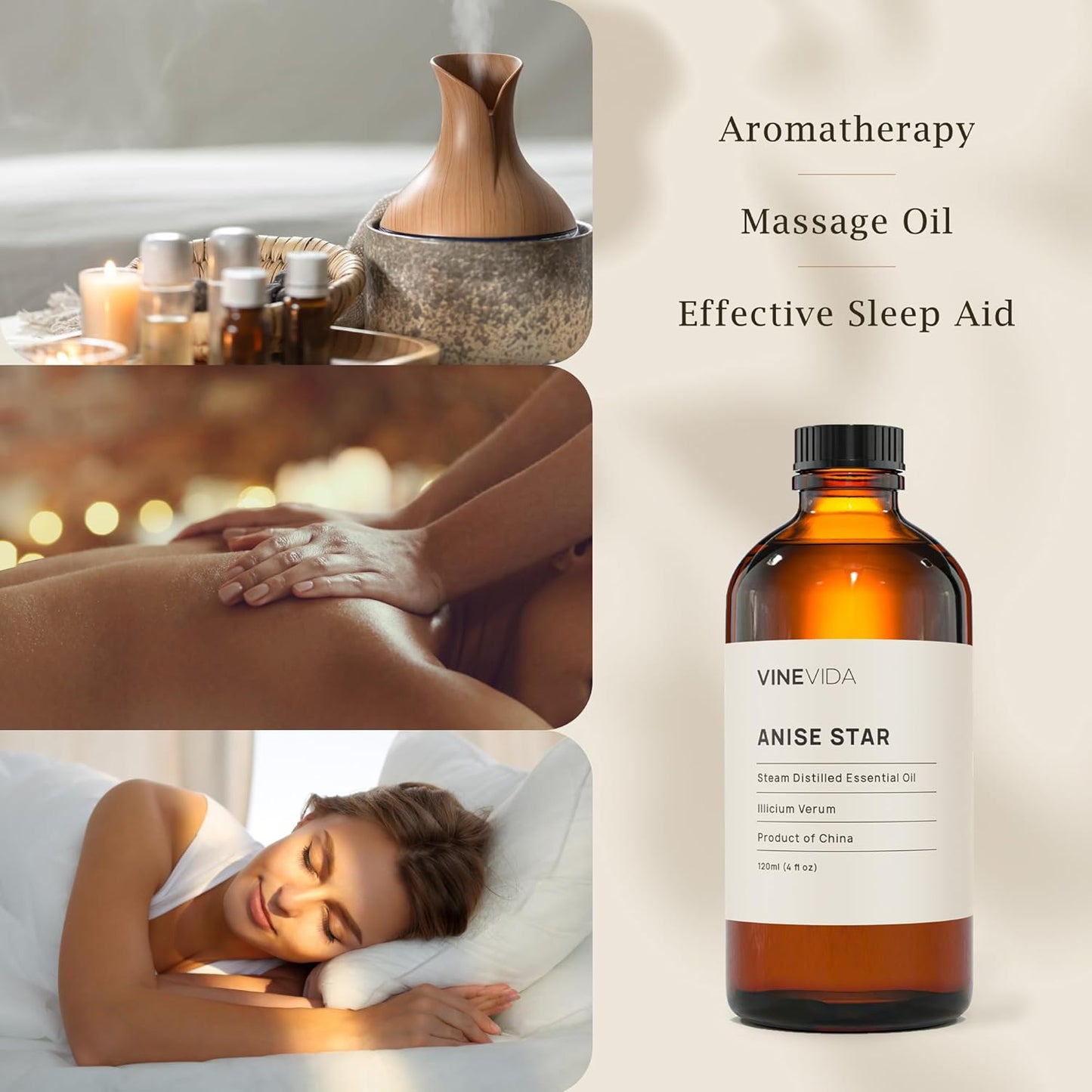 VINEVIDA Anise Star Essential Oil 4 oz - Undiluted Anise Star Oil 4 oz - Anise Star Candle Oil Scent - DIY Candle Scents for Candlemaking - Bulk Essential Oil for Soap Making Safe for Skin