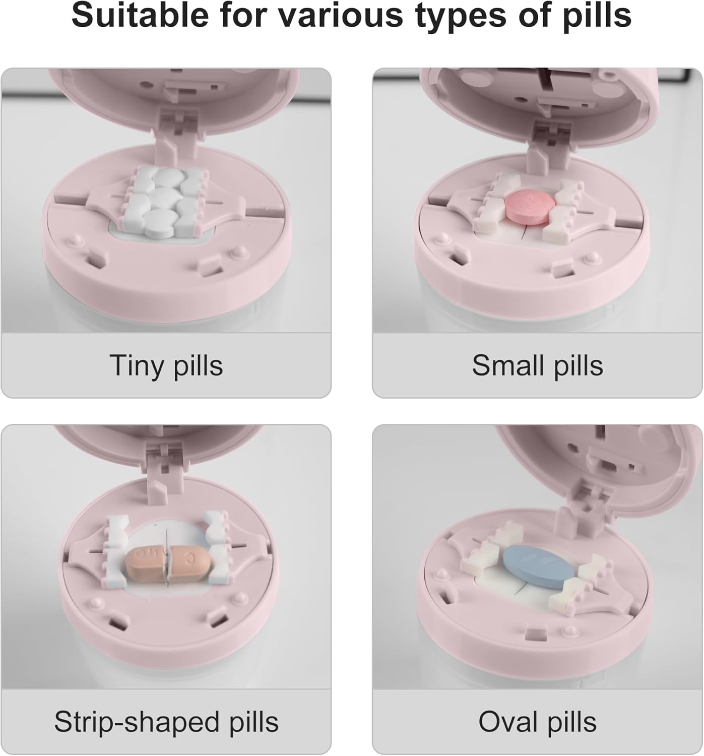 Multi-Function Pill Cutter, 1/2 and 1/4 Pill Splitter for Small and Tiny Pills,Portable and Adjustable Cutter,Storage Case