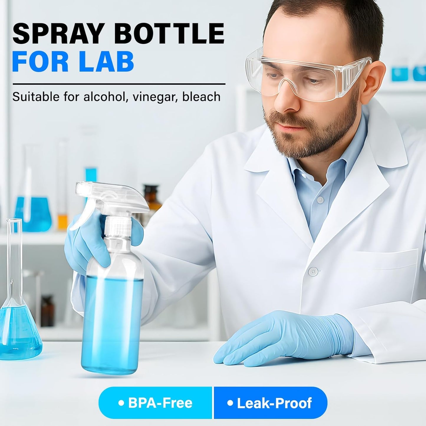 DIYSELF 2 Pack Spray Bottles for Cleaning 16 oz/500 ml Water Empty Spray Bottle Heavy Duty Plastic Clear Squirt Mist Spray Bottles for Hair Plants Pets Alcohol Lab Sprayer Bottle