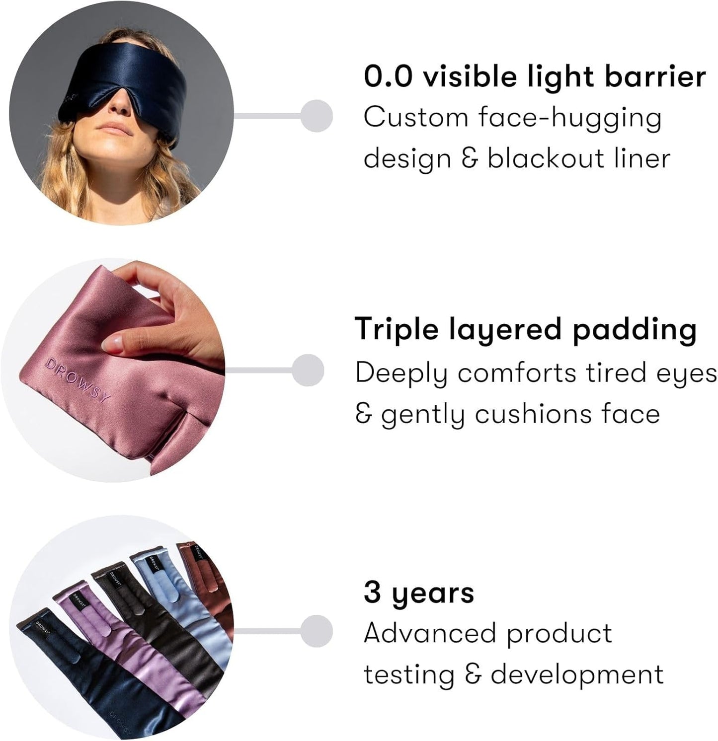 DROWSY Silk Sleep Mask - Face-Hugging, Padded Cocoon for Luxury Sleep in Total Darkness - 100% Pure Mulberry Silk (La Vie En Rouge)