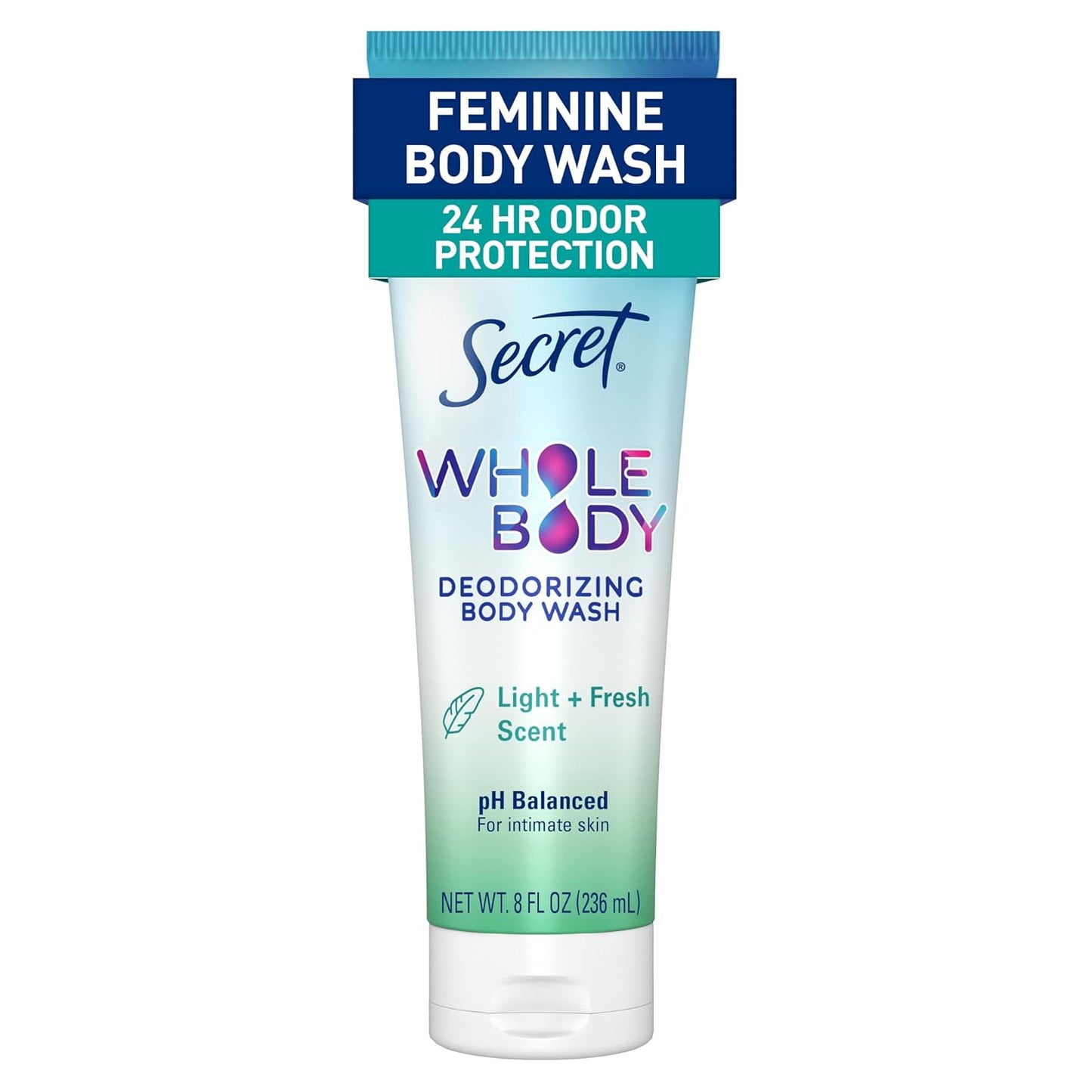 Secret Feminine Wash, 24 HR Deodorizing Feminine Body Wash for Women, Removes 6x Causes of Odor, PH Balanced, Safe to Use Everywhere, Light & Fresh, 8.0 oz