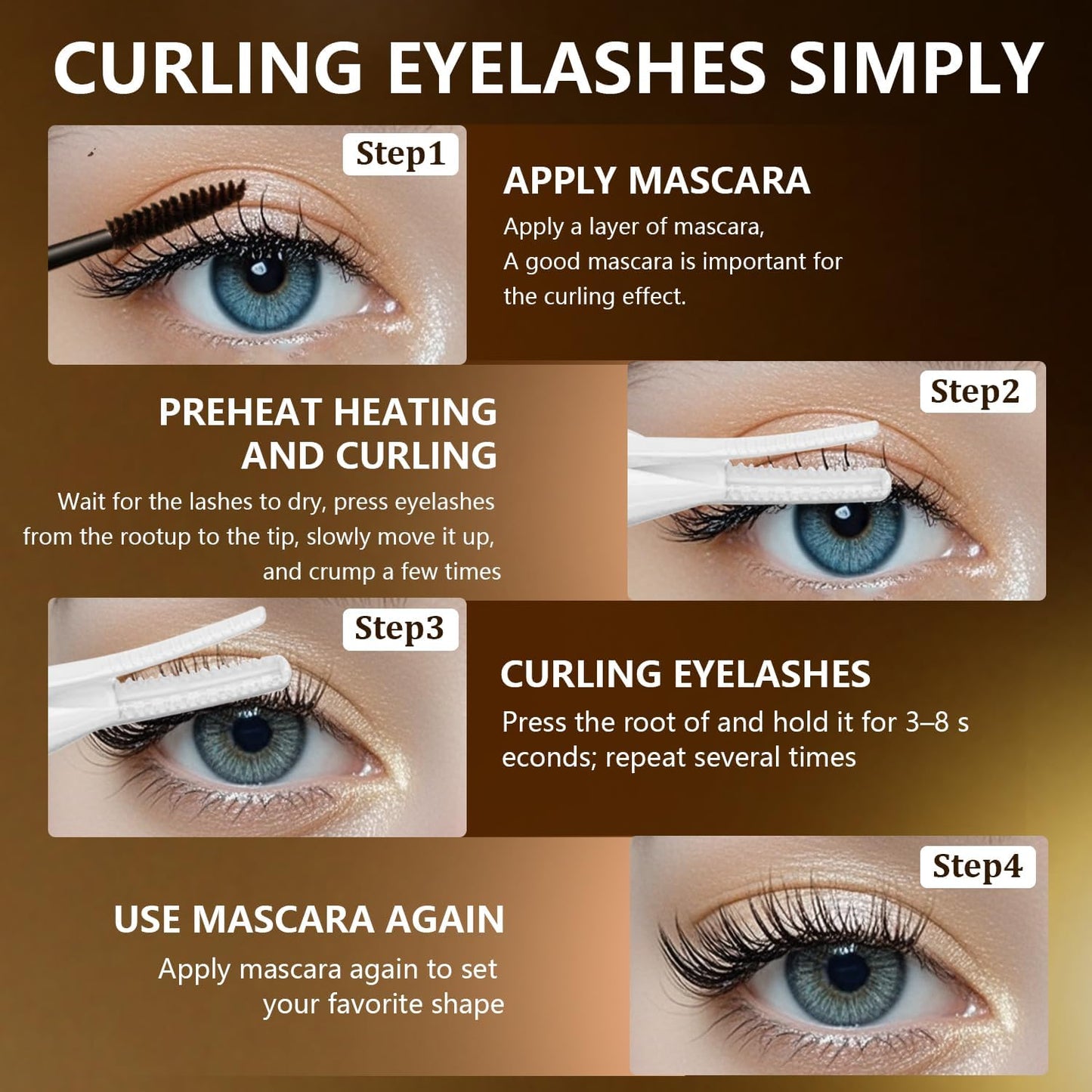 Heated Eyelash Curler, 2-in-1 Clip-Type Design, 3 Temperature Modes, USB Rechargeable Electric Eyelash Curler, Natural Curling 24H Long-Lasting Curl, Gift for Women & Girls, White-DA