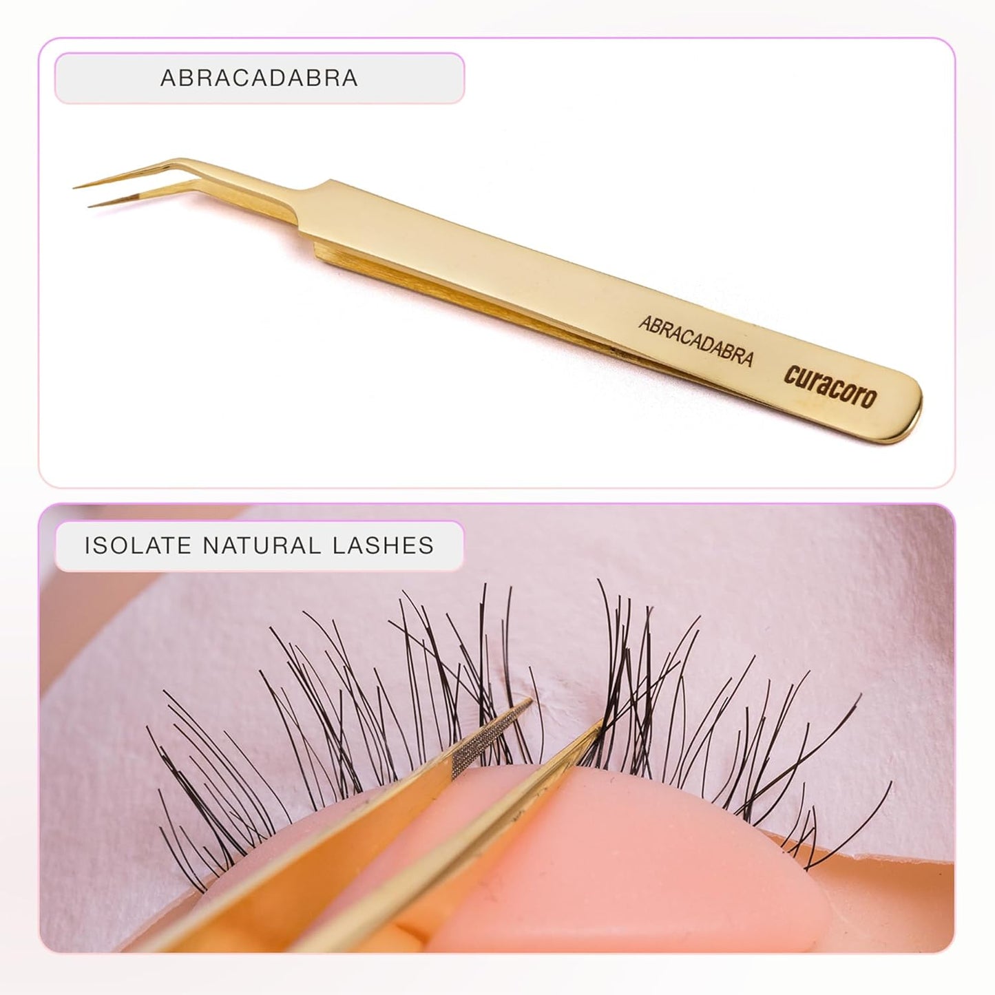 Curacoro Lash Tweezer - Professional & Precision Fiber Tip Grip Lash Tweezers for Eyelash Extensions, Multi Shapes & Purposes Tweezers for Volume, Isolation & Classic Lashes (Galaxy, Abracadabra)