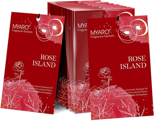 MYARO Scented Sachet for Drawers and Closets 12 Packs Rose Sachet Bags Fresh Scent Car Air Freshener for Home Fragrance Long Lasting Closet Freshener Odor Eliminator