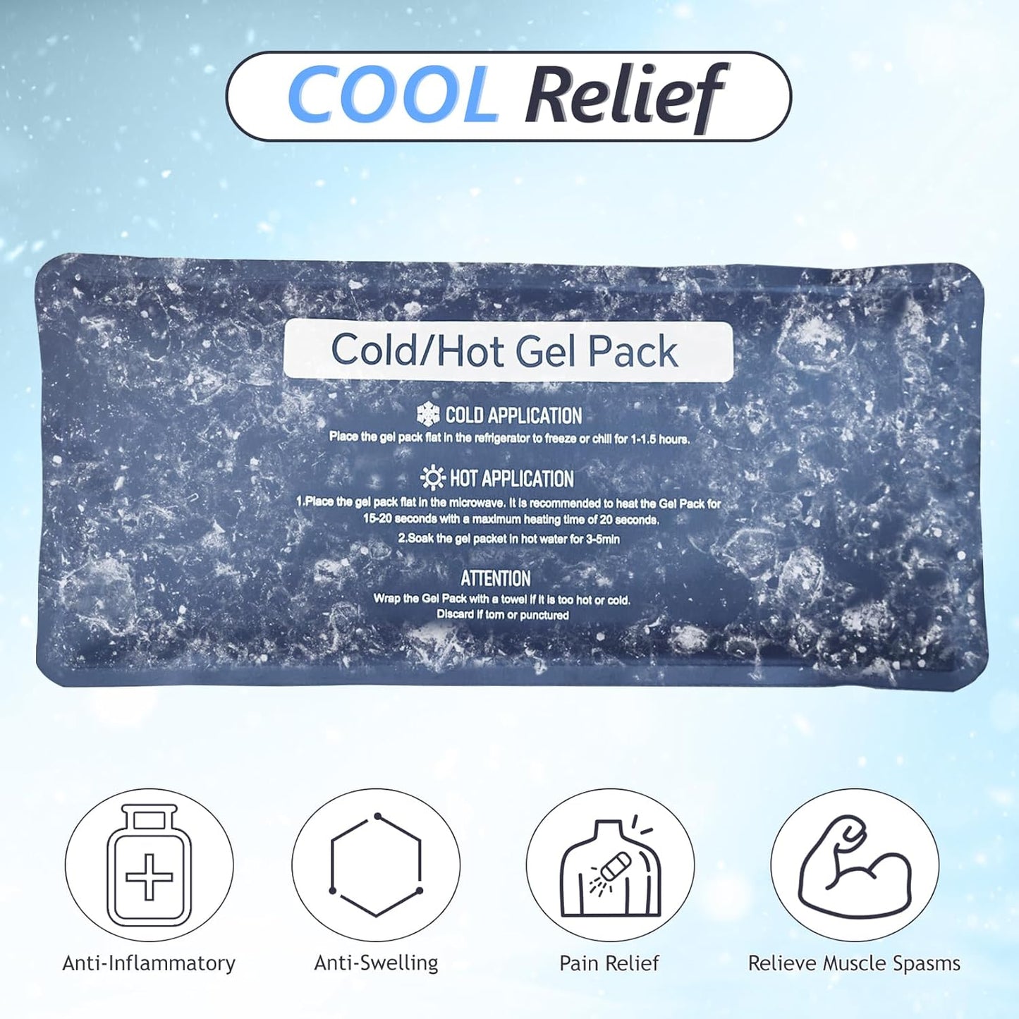 Hot & Cold Gel Packs for Pain Relief 8x12 Inch Ice Packs Reusable Blue Cold Packs for Swelling, Bruises, Injuries, Surgery, Toothache