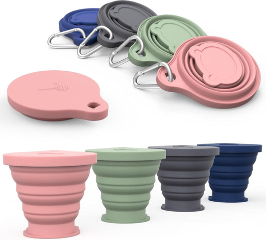 IYYI Collapsible Cup for Traveling, Silicone Foldable Cup, Camping Mug with Lid, Folding Mug for Camping, Hiking, Outdoors, Travel (Dusty-Sage-Carbon-Navy)