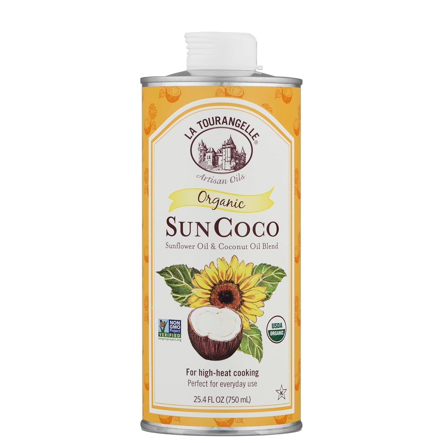 La Tourangelle, Organic Sun Coco Oil, Unique Blend of Organic High-Oleic Sunflower Oil and Organic Refined Coconut Oil, Heat Heat Cooking and DIY Beauty, 25.4 fl oz