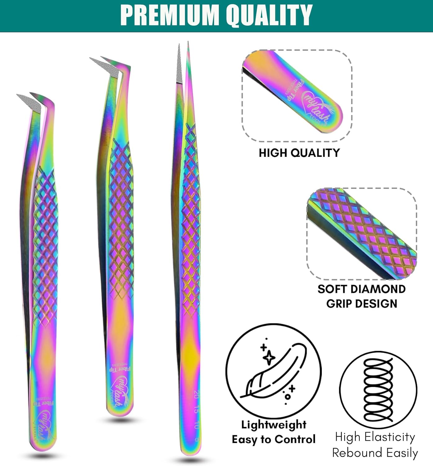 Fiber Tip Lash Tweezers Eyelash Extension Tweezers for Lash Extensions Precision Boot Volume Eye lash Extensions Tweezers Japanese Steel Isolation Tweezer fiber grip tweezers (3pcs)