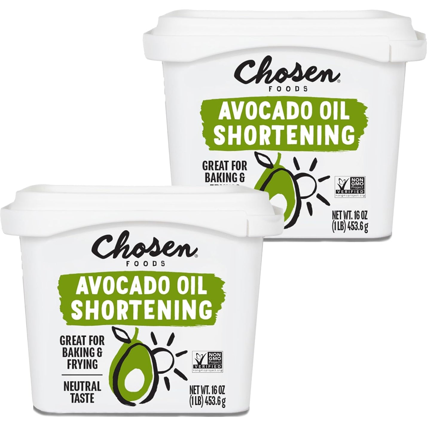 Chosen Foods Avocado Oil Shortening 16oz Bundle 2-Pack with Recipe eBook bundle