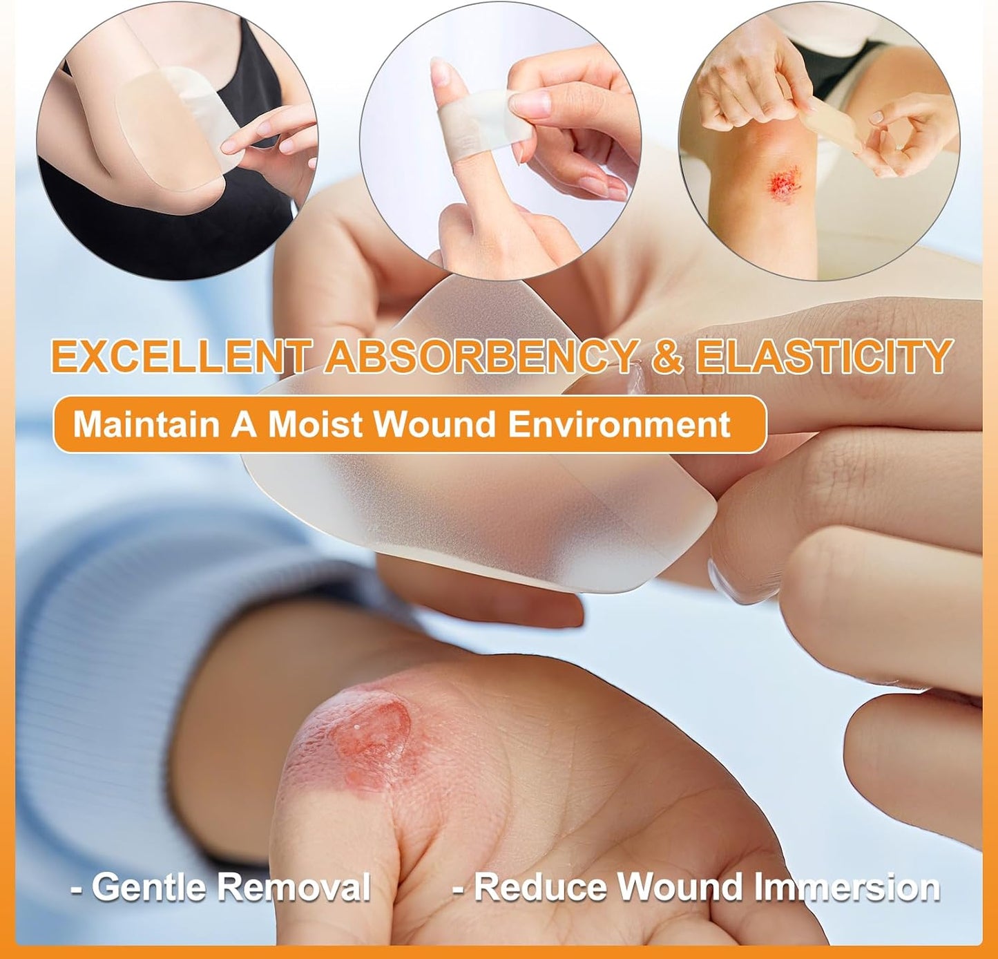 Carbou Hydrocolloid Wound Dressing 4"x4", 10 Individual Pack, Self-Adhesive Ultra Thin Hydrocolloid Bandages, Waterproof Absorbent Hydrocolloid Patch for Wound Care, Bedsore, Burn, Abrasion & Blister