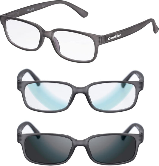 Croakies Palma Photochromic Eyewear | UV400 Sunglass and Bluelight Protective Eyeglass For Outdoor and HEV Devices | Bundle