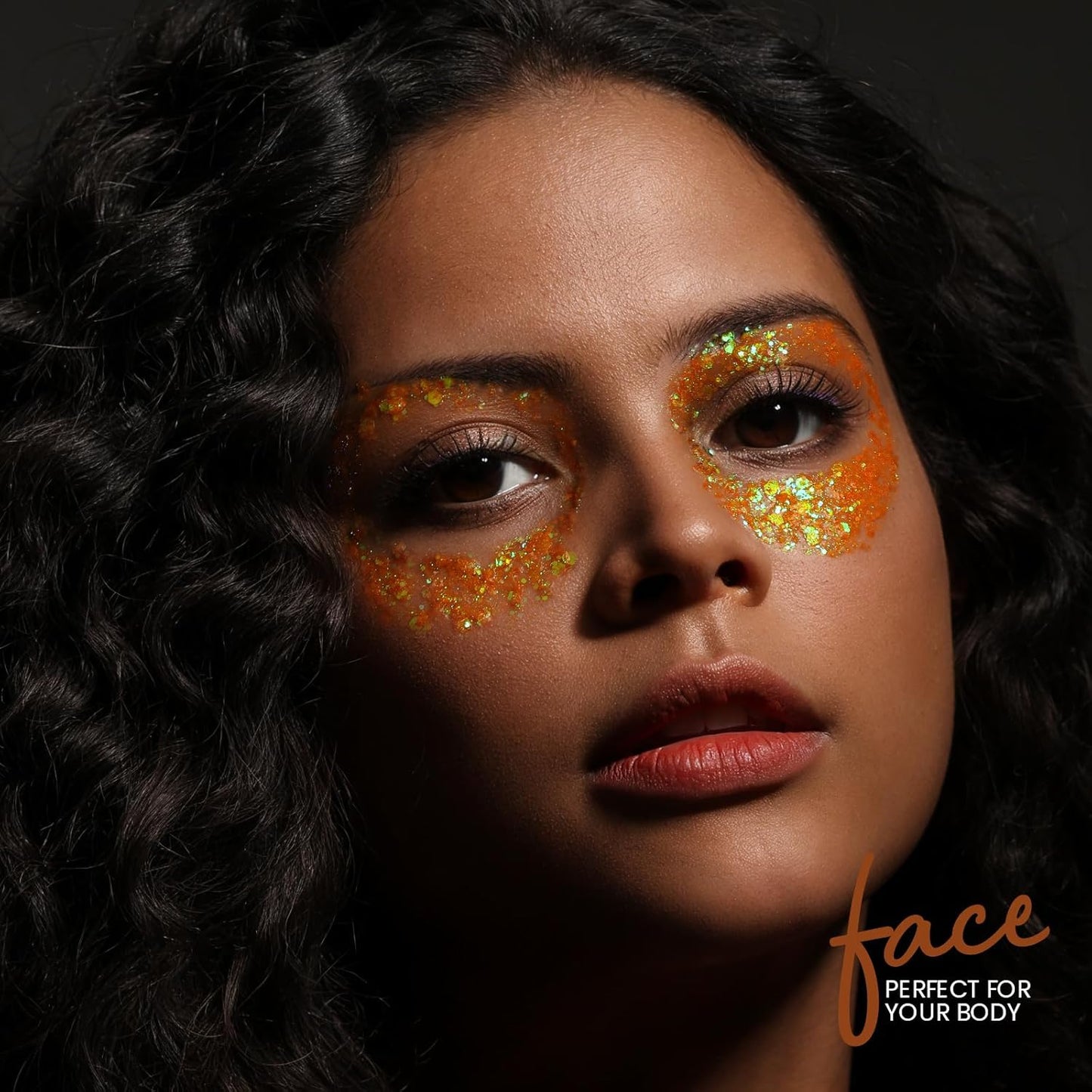 Teenitor Body Glitter Gel, Face Glitter, Orange Glitter for Body Makeup, 80g/2.8oz Face and Body, Hair Glitter Gel, Rave Glitter