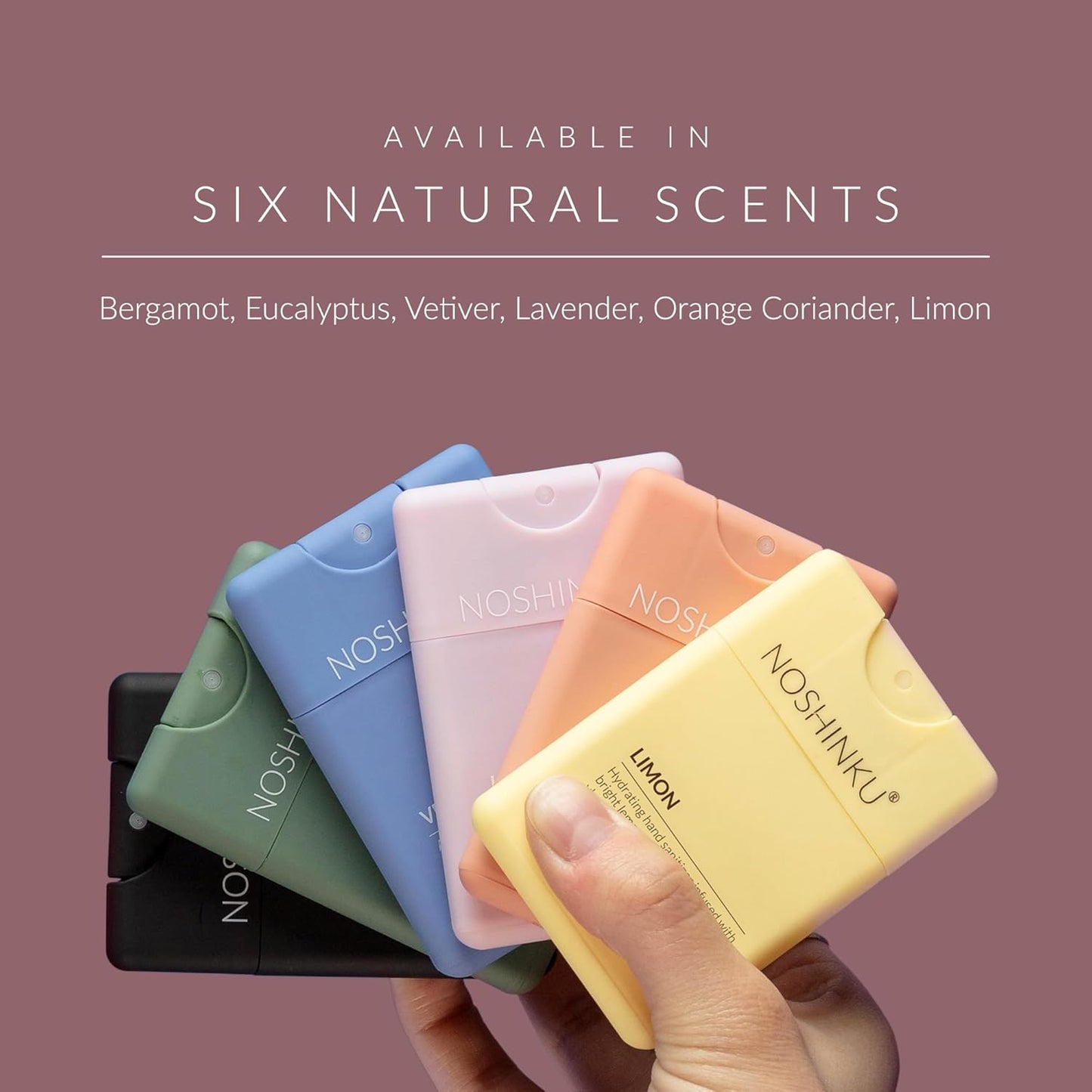 Noshinku - Refillable Hand Sanitizer Lavendula 3-Pack, Travel Size Spray with Hydrating Botanical Oils, Natural Ingredients, All Natural Fragrances, Sugarcane Derived Alcohol, No Parabens, No Dyes