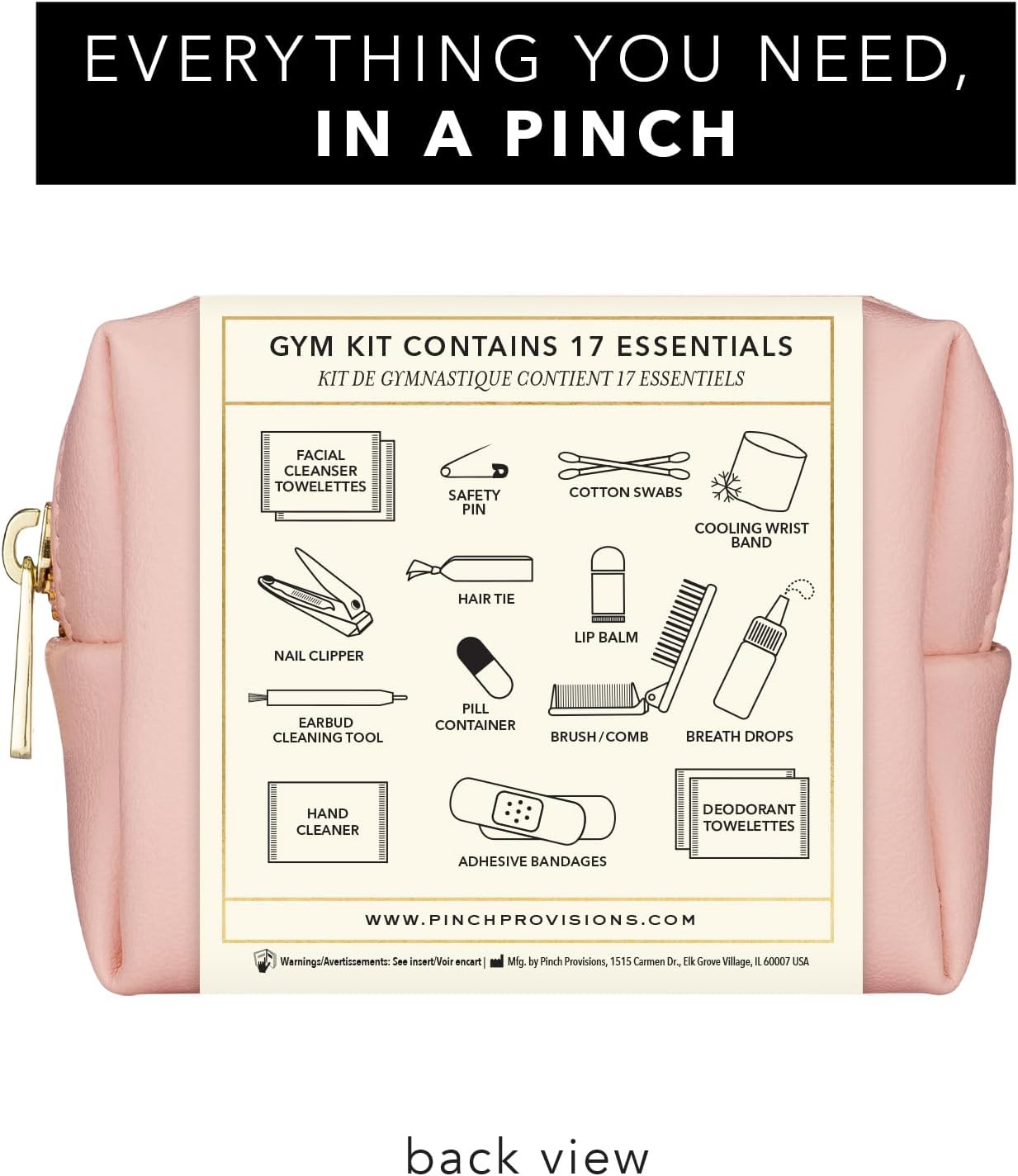 Pinch Provisions Gym Kit, includes 15 Personal Care Essentials for Wellness & Beauty, Perfect for Gifts, Gym Bags, Duffle Bags & Lockers (Blush)