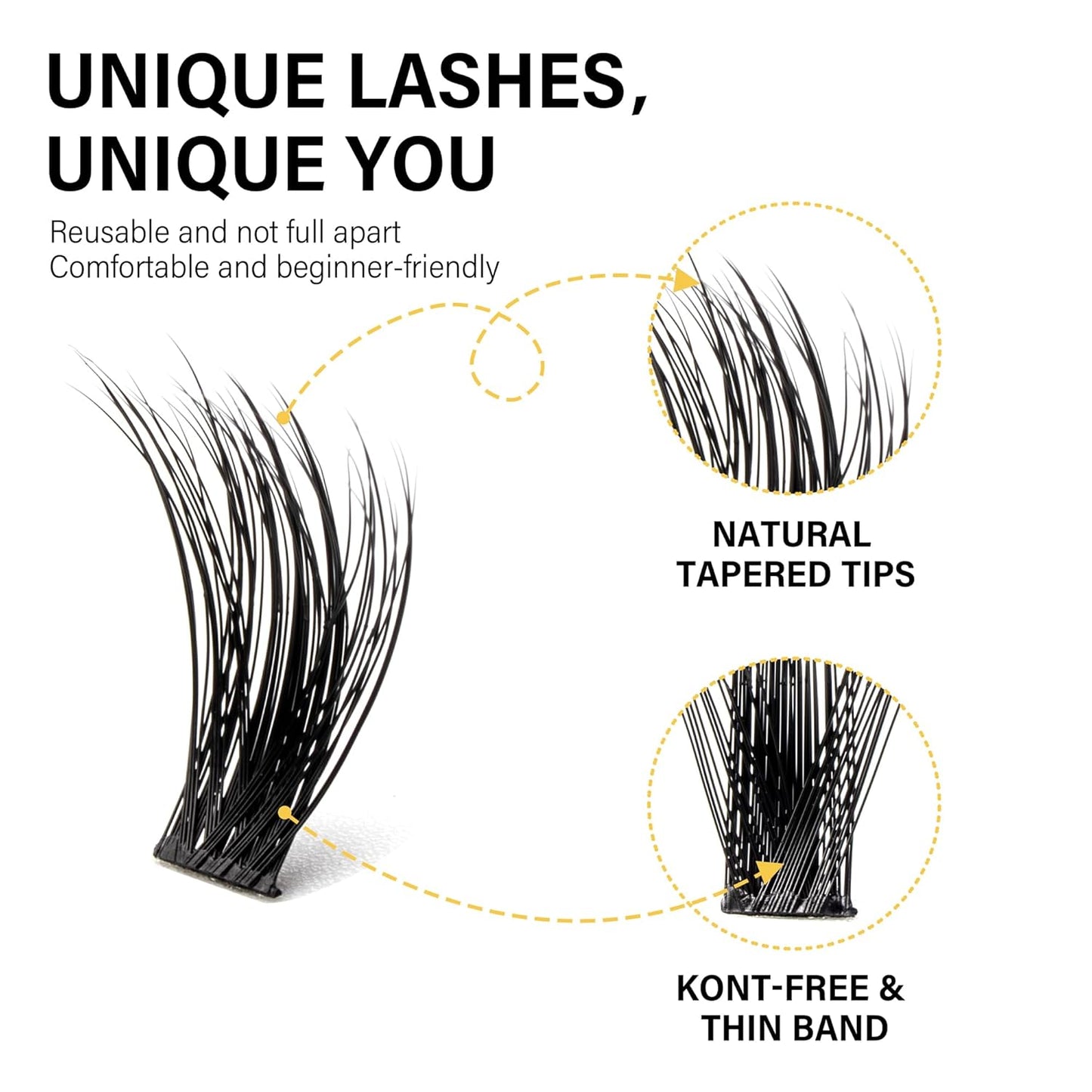 Lash Clusters 8-16mm, False Eyelashes 288pcs, Cluster Eyelash Extensions Matte Black Soft, Diy Lash Extensions D Curl Natural Lash Clusters Faux Mink Lashes Wispy（Pizazz,288pcs,0.07,D,8-16MIX)