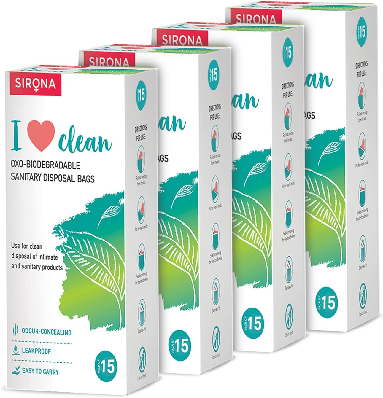 Sirona Sanitary Disposal Bags - 60 | Leakproof, Odor-Concealing Disposal for Tampons, Pads, Liners & More | Hygienic & Travel-Friendly (60 Pack)
