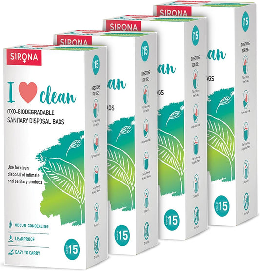 Sirona Sanitary Disposal Bags - 60 | Leakproof, Odor-Concealing Disposal for Tampons, Pads, Liners & More | Hygienic & Travel-Friendly (60 Pack)
