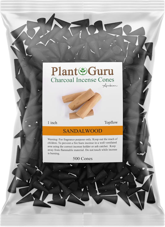 Sandalwood Charcoal Incense Cones 1" TOPFLOW - 500 Pack Bulk Wholesale - Natural Scented Cones Handmade Hand Dipped