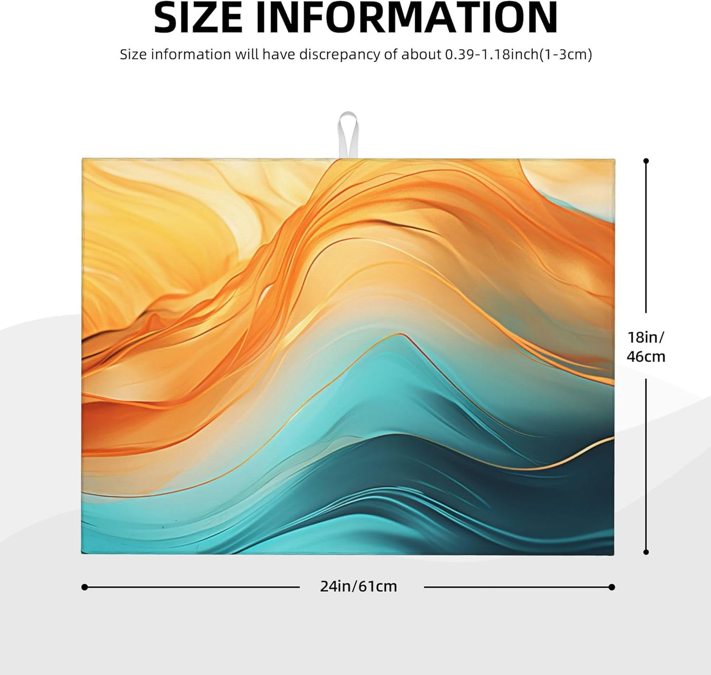 Orange Teal Marble Dish Drying Mat for Kitchen Decor Modern Dish Drainer Rack Mats Washable Absorbent Reversible Microfiber Drying Pad Kitchen Accessories 18"x24"