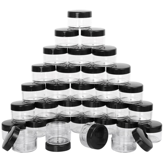100 Count Small Sample Containers Makeup Jars 15 Gram Cosmetic Containers with Lids Black Traveling Jars Empty Bottles for Toiletries