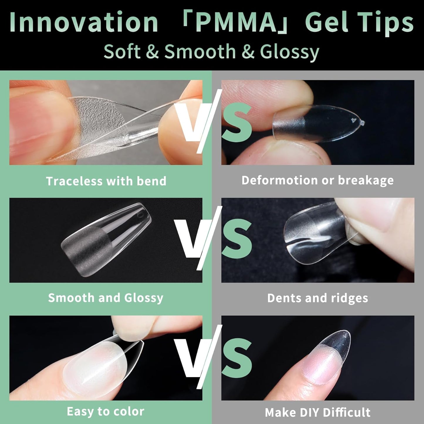 Long Coffin Nail Tips, 216pcs Acrylic Soft Ballerina Fake Nails Gel Nail Tips, Full Cover Pre-Shaped Matte Clear Press on Nails for Extension, Diy at Home Manicure 12 Sizes