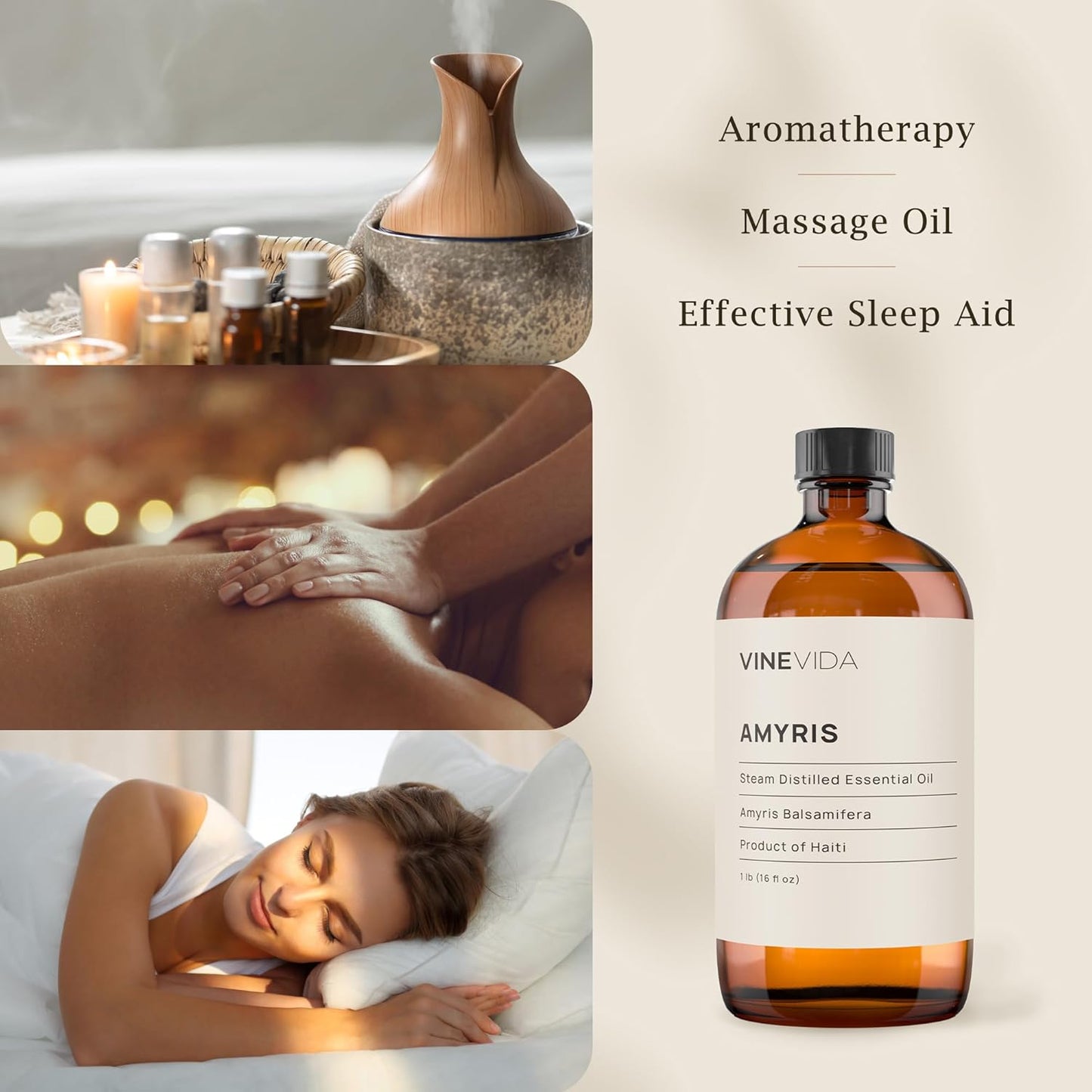 VINEVIDA Amyris Essential Oil 16 oz - Undiluted Oil for DIY Candles & Soap Making - Safe for Skin