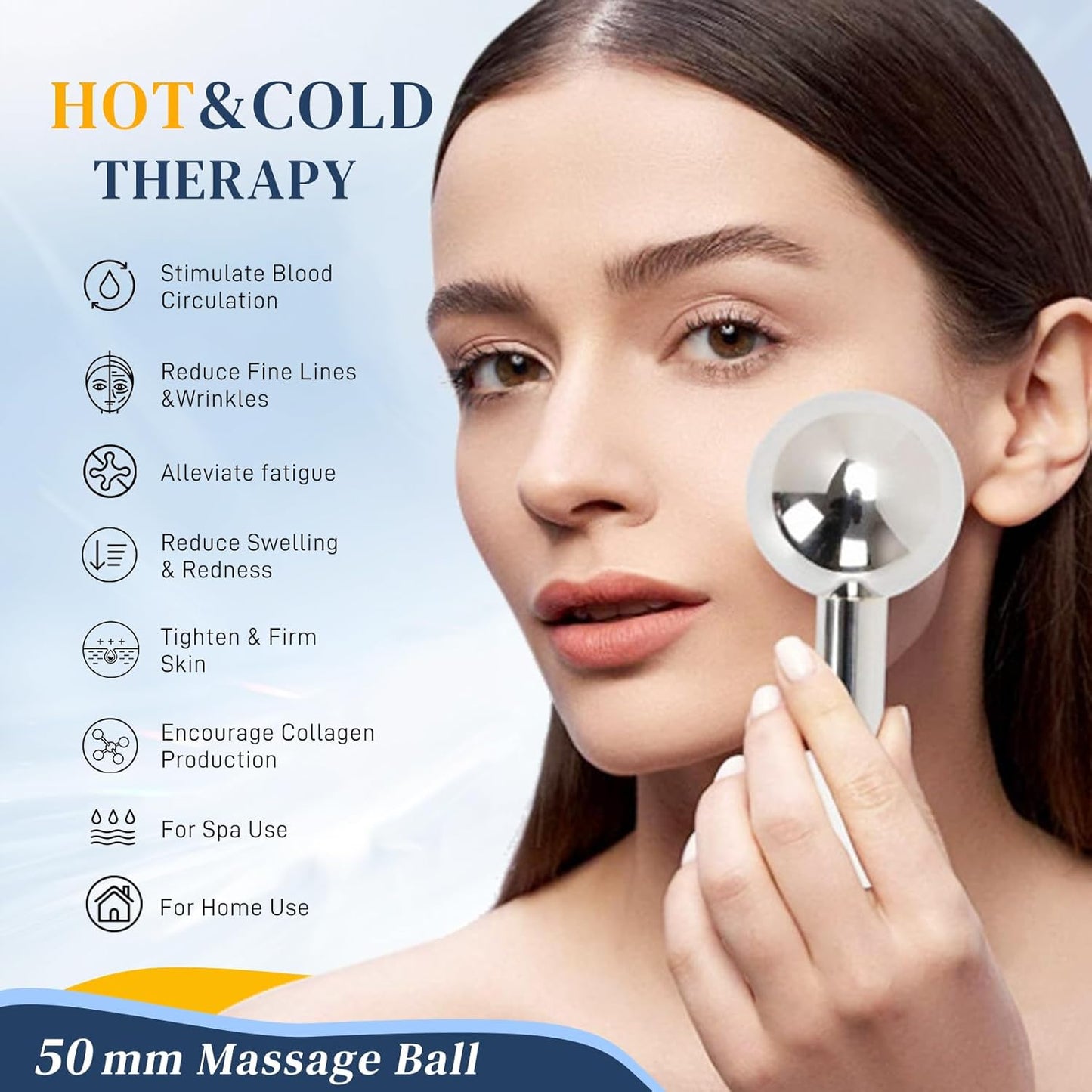 Ice Globes for Face, Unbreakable Stainless Steel Ice Globes for Facials for Puffiness, Wrinkles,Ice Balls for Face Neck & Eyes Skin Care