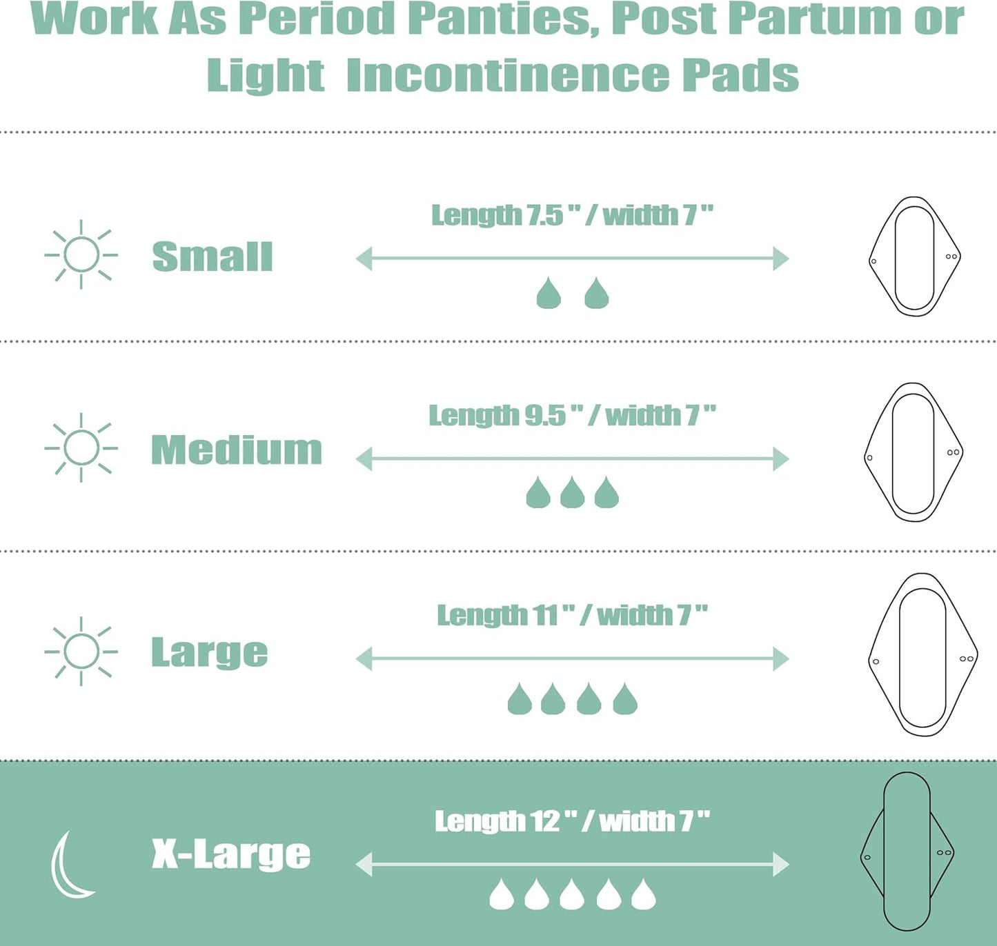 wegreeco Reusable Menstrual Pads - Reusable Sanitary Pads | Reusable Panty Liners | Soft Cloth Menstrual Pads - 6 Pack with 1 Cloth Mini Wet Bag (XL, Rose)