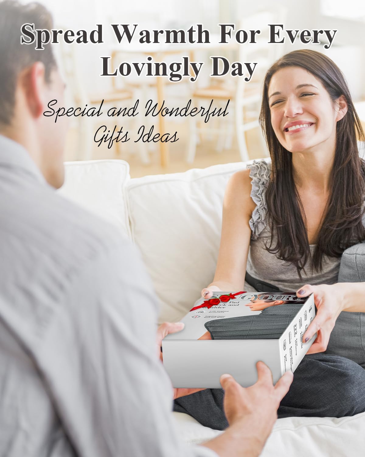 Heating Pad for Neck and Shoulders and Back, 24"x23" XL Large Electric Heated Wrap for Pain Relief, Gifts for Women Men, 2lb Weighted, 6 Heat Settings, 4 Timers, Silver Grey