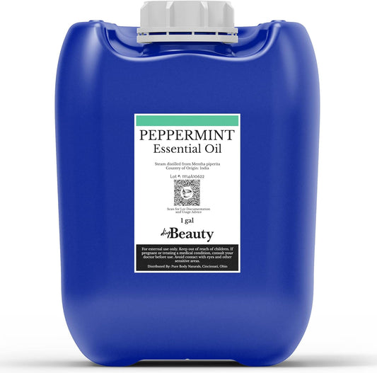 Bulk Peppermint Essential Oil - Large 1 Gallon Jerrican - 100% Pure and Undiluted Therapeutic Grade Mentha Piperita - Concentrated Extract