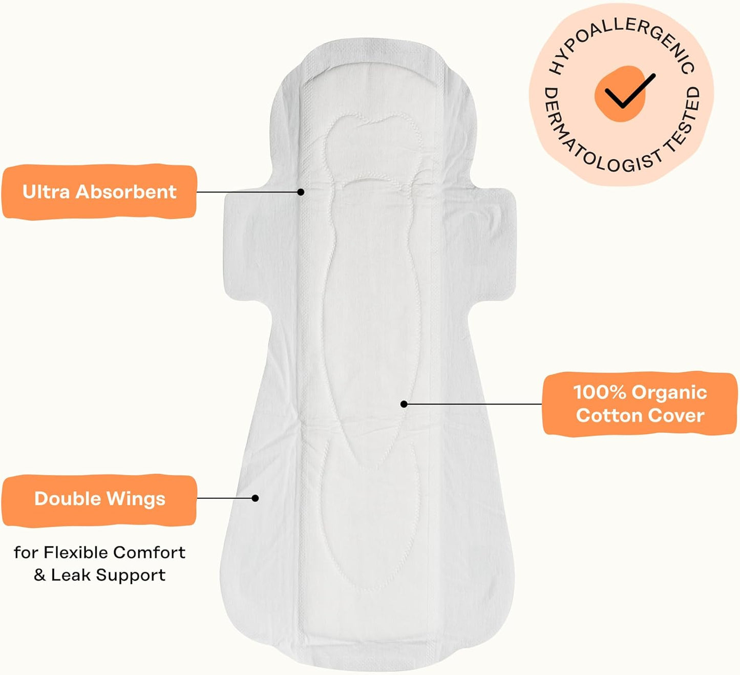 The Honey Pot Company - 48ct - Sanitary Pads for Women - Non-Herbal Overnight w/Wings - Organic Cotton Cover & Ultra-Absorbent Pulp Core - Feminine Care