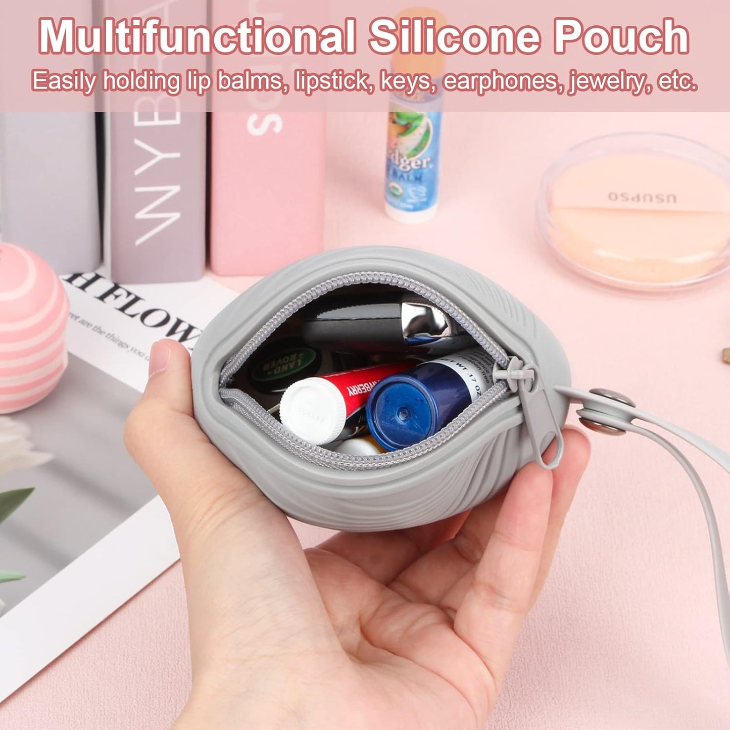 Desing Wish Menstrual Cups Case Storage Bag Travel Period Cup Carrying Pouch Washable Leak-proof Silicone Bag for Menstrual Cup, Tampons, Keys and Other Small Items (Grey)