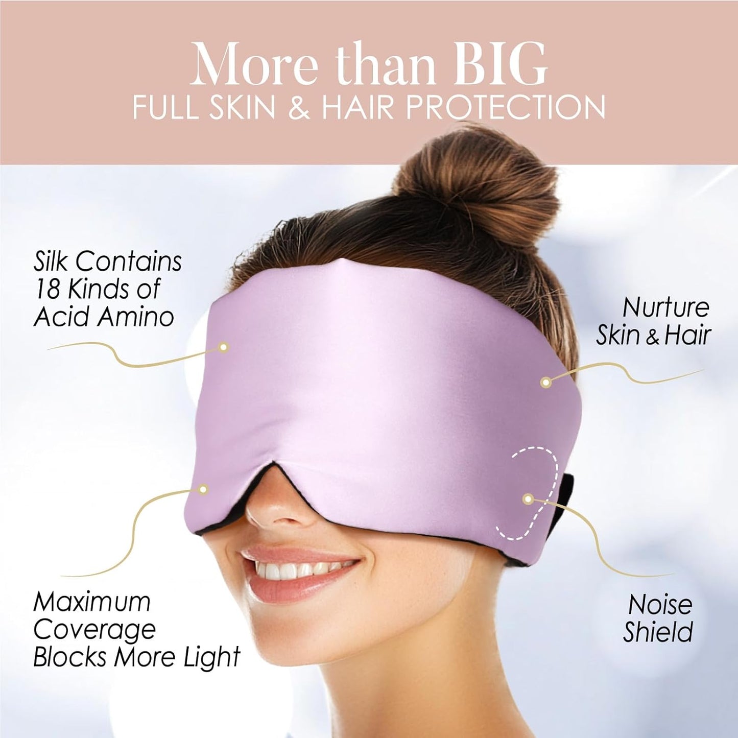 LULUSILK Reversible Mulberry Silk Sleep Mask for Women and Men, Adjustable Real Silk Eye Mask for Sleeping, Lavender and Black, Pack of 1