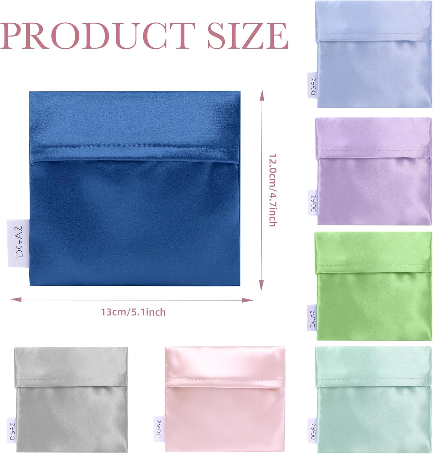DGAZ Silk Sanitary Napkin Storage Bag, Period Bags for Teen Aged Girls, Portable for Panty Liners/Menstrual Cup/Small Tampons，Mini Makeup Bags for Purse(Blue Jean)
