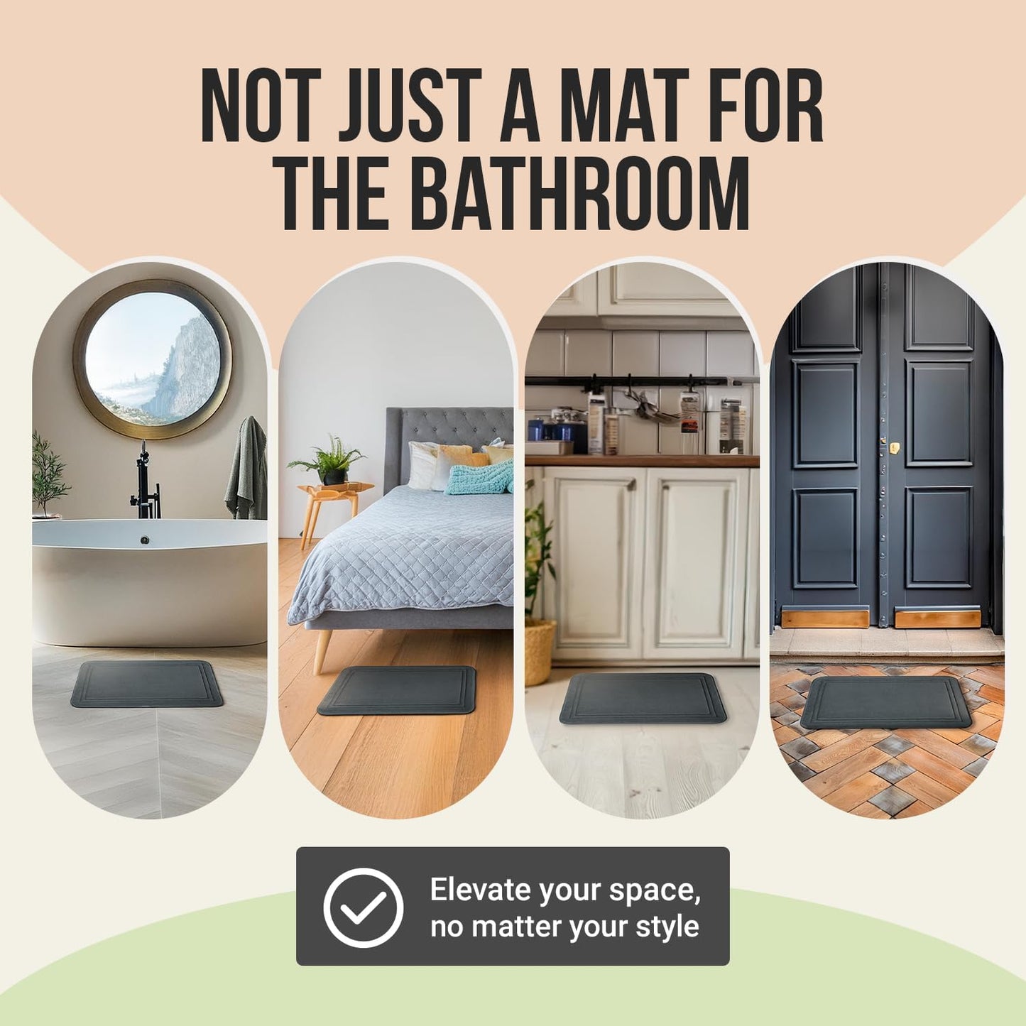 ITSOFT Memory Foam Bath Mat 59x23, Non Slip, Machine Washable, Quick Dry & Absorbent Rugs, Bath Mats for Bathroom Floor, Tub & Shower, Bathroom Rug, White