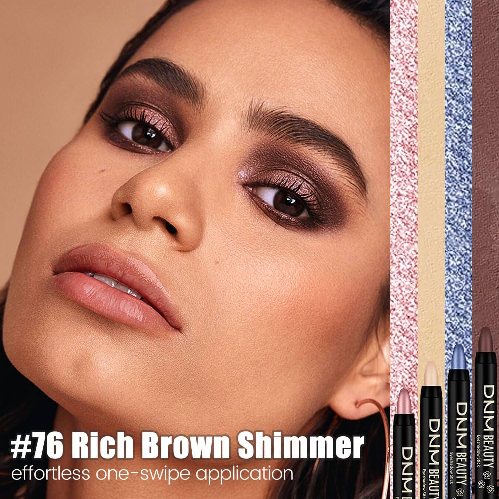 Kaely Cream Eye Shadow Sticks, Rich Brown Shimmer Eyeliner Pencil Eyeshadow Palette Makeup, Eye Highlighter Brightener Stick for Older Women Waterproof Pigmented, sombras para ojos, New-76