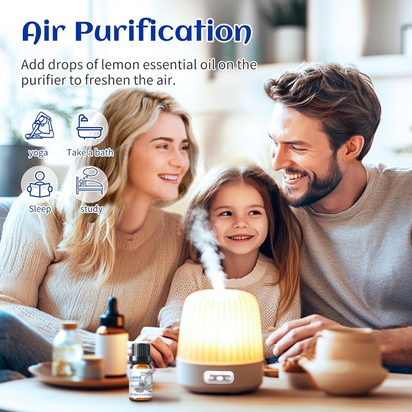 HIQILI Lemon Essential Oil, Household Cleaning, Air Purification, Skin Care, Can be Added to Cleansers, Sprays, Body Lotions Use - 0.33 Fl Oz/10ML