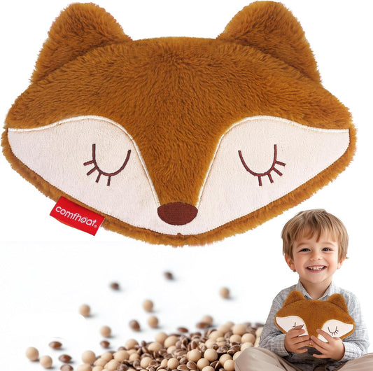 Fox Microwave Heating Pad for Pain Relief, Unscented Microwavable Heating Pads Stuffed Animal for Cramps, Neck Shoulder, Muscles, Natural Small Heat Pack Moist Heat with Washable Cover