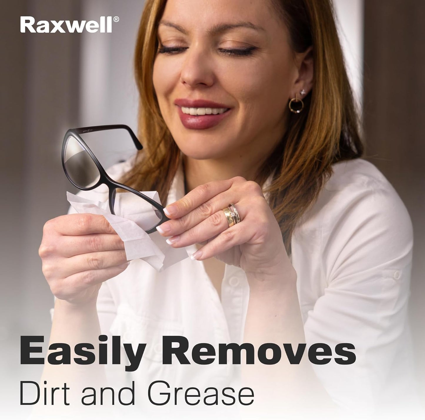 Raxwell Glasses Cleaner Wipes - 200 Count, White, Unscented - Streak-Free Anti-Fog Lens Cleaner & Screen Wipes for All Eyewear & Devices - Portable Individually Wrapped Sachets