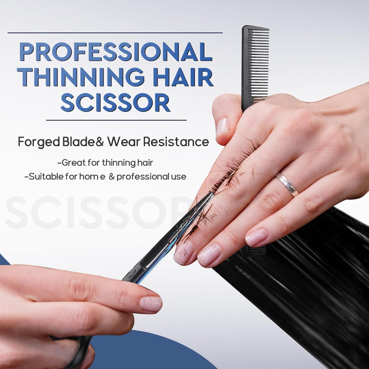 JASON Professional 10 PCS Haircut Scissors Set - 6.7" Thinning/Texturizing Scissors, Straight Shears for Men Women Home Salon Barber (30 Teeth, Black & Blue)