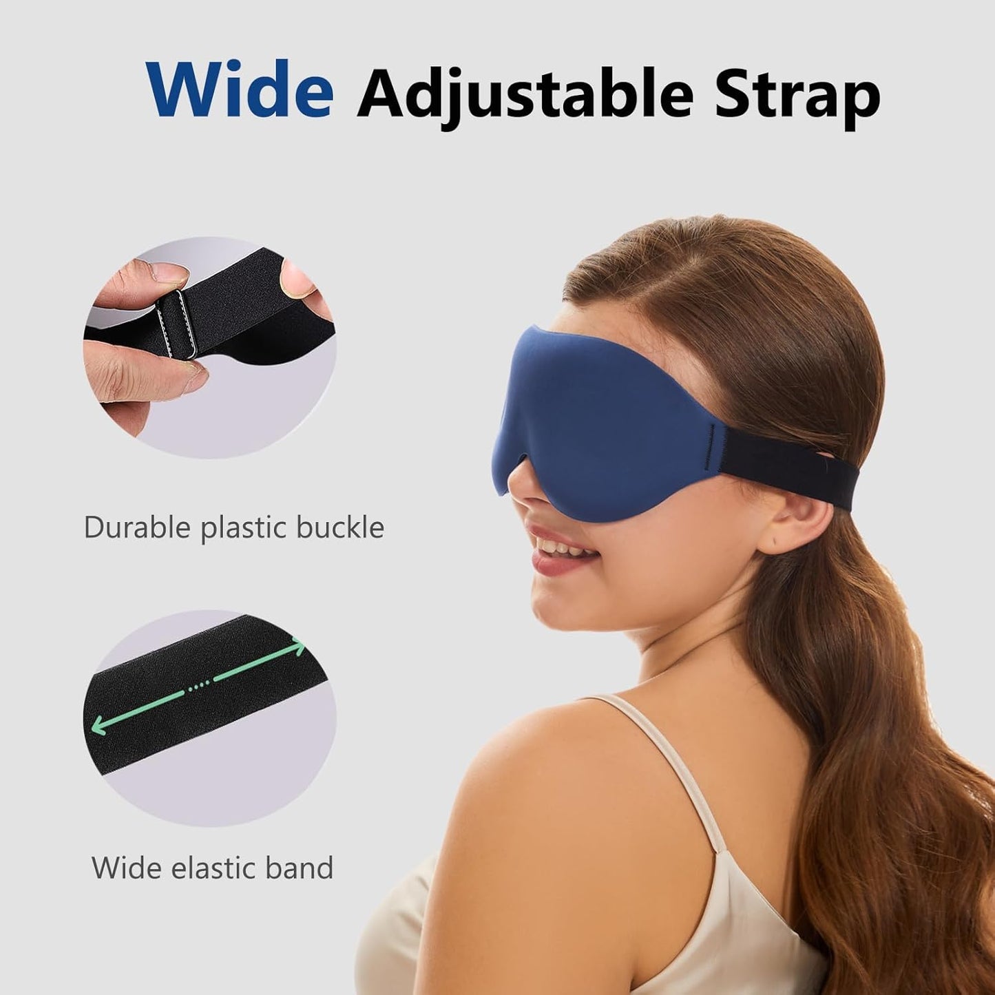ALASKA BEAR 100% Blackout Sleep Mask Most Comfortable Contoured Eye Cups and Nose Covering for Women Men, 3D Pillowy Soft Light Blocking Eye Mask 0 Pressure on Eyelids & Eyelashes, Earplugs Set, Blue