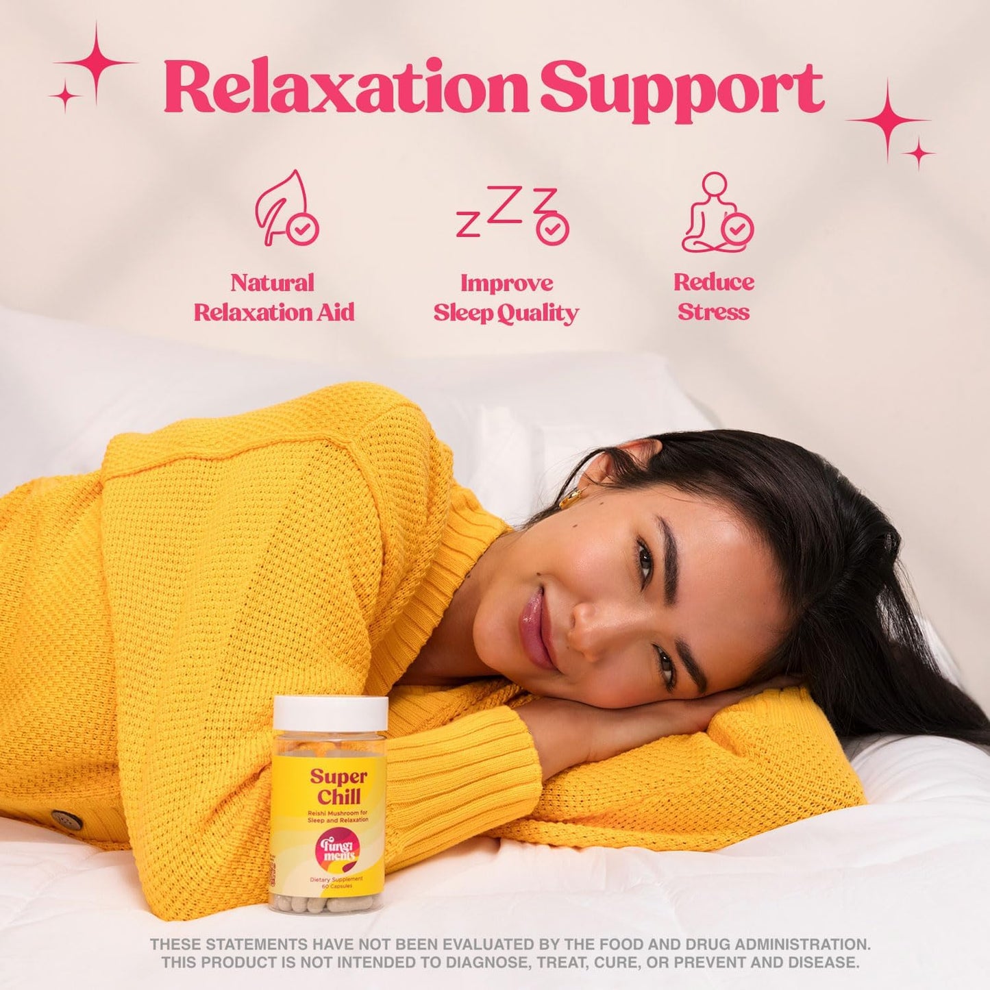 Super Chill - Mushroom Supplement - Reishi Mushroom, Ashwagandha, Cortizol, L-Theanine, Passion Flower - Less Stress and Better Sleep (60 Capsules)