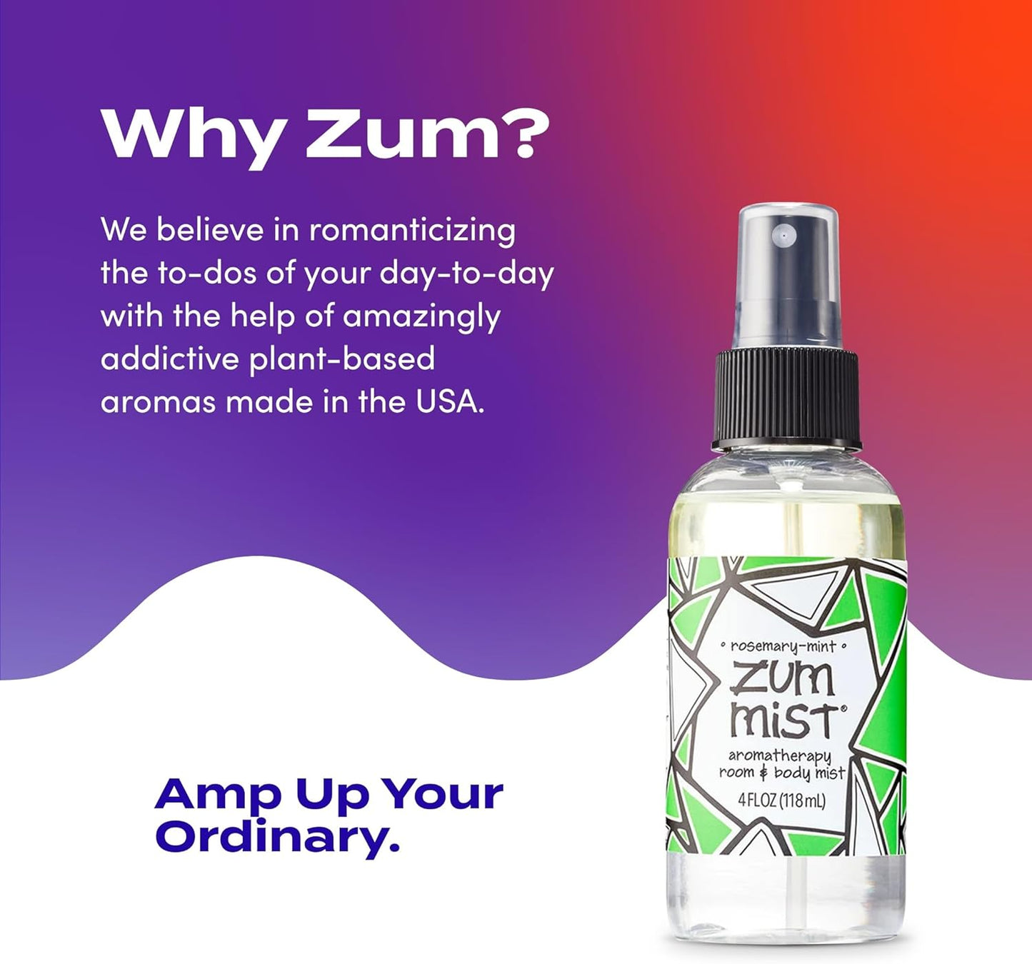 Indigo Wild Zum Mist Room & Body Spray - Aromatherapy Essential Oil Spray - Natural Body Mist & Room Spray - Rosemary-Mint Scent - 4 fl oz (2 Pack)