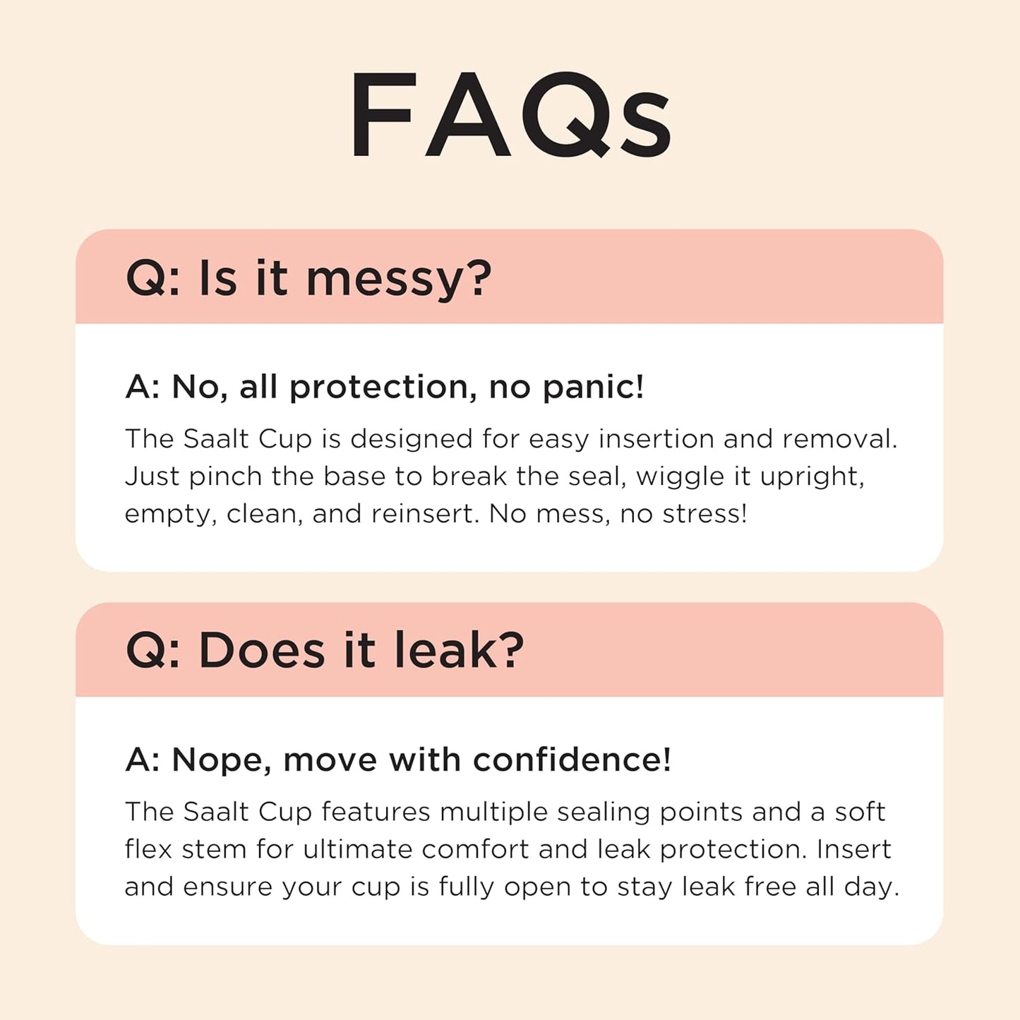 Saalt Soft Menstrual Cup – Reusable Period Cup – Made for Comfortable, Leak-Free Protection Up to 12 Hours – BPA & Latex Free – Includes Cup & Carry Bag (Regular, Desert Blush)