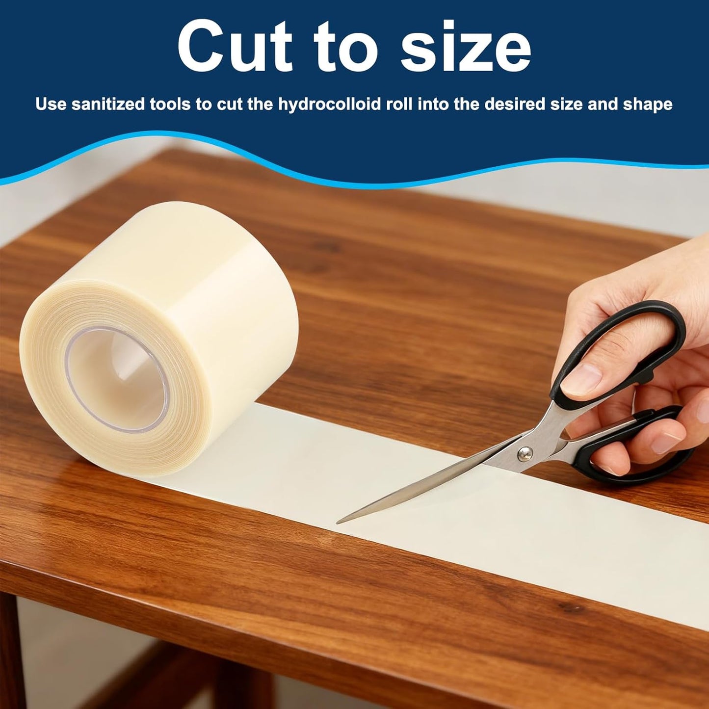 Hydrocolloid Roll for Wound Care - Extra Large Hydrocolloid Patch Bandages with Self-Adhesive, Ultra Absorbent, Flexible & Waterproof, First Aid Kit Essential (2in*16ft)