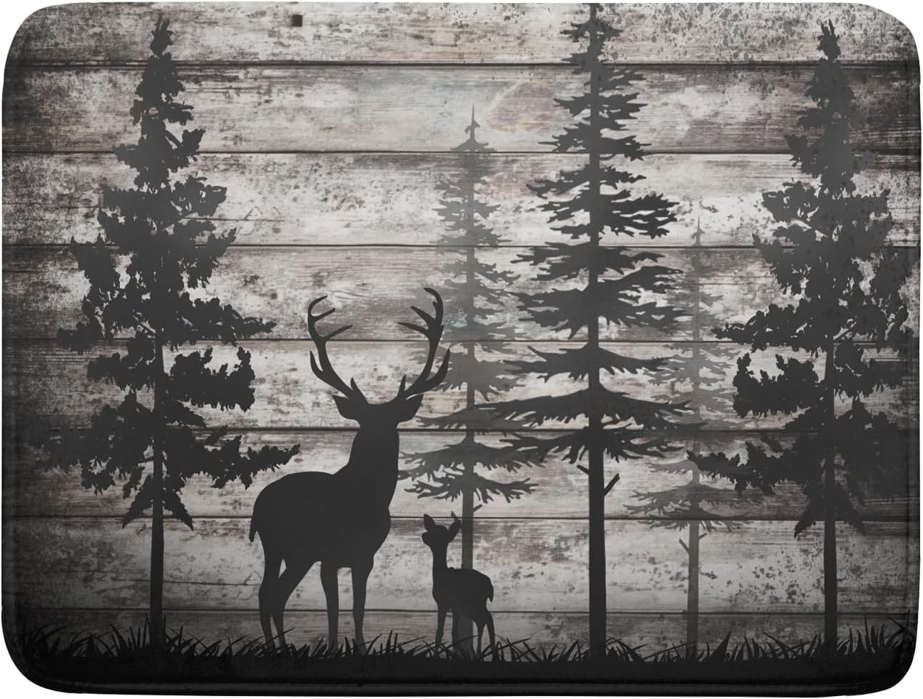 Forest Deer Dish Drying Mat Wildlife Animal Decorative Microfiber Dishes Pad 18x24 Inch Absorbent Reversible Kitchen Counter Drainer Mats